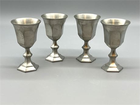 Four (4) Pewter Cordials