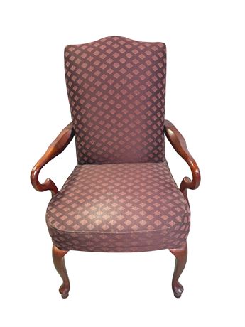 Queen Anne Style Upholstered Arm Chair
