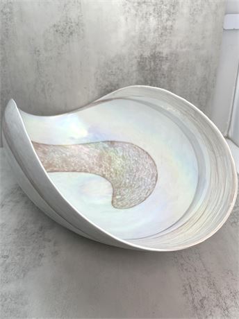 Large Marbled Opalescent Glass Folded Bowl