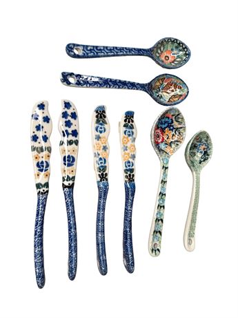 Boleslawiec Polish Pottery Unikat Spoons and Knives