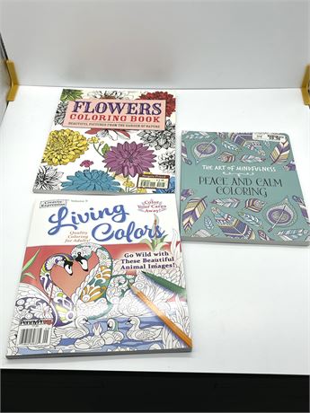 Three (3) Adult Coloring Books