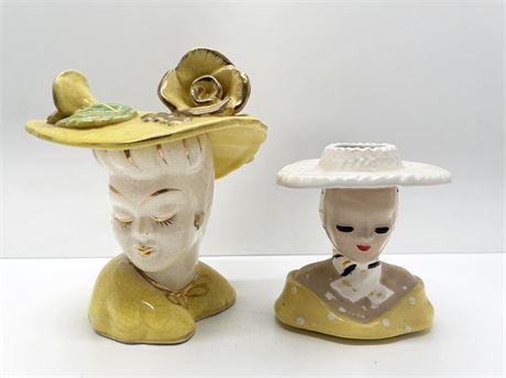 Yellow Lady Head Vases