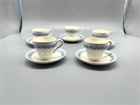 Five (5) Wedgewood Tea Cups and Saucers
