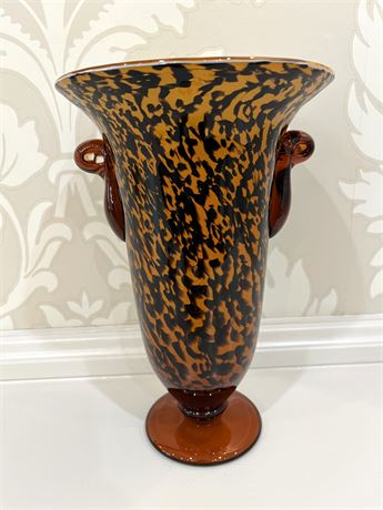 Art Glass Vase Tortoise Leopard Brown