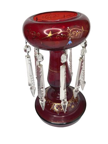 Victorian Ruby Red Glass Lustre Vase
