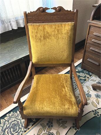 Antique Eastlake Style Oak Rocking Chair