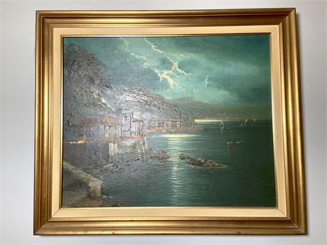 Italian Harbor Oil on Canvas