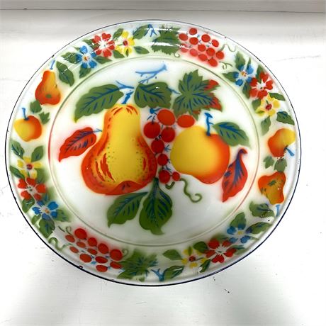 Vintage Enamelware 18" Tray with Vibrant Painted Fruit