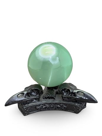 Natural Green Calcite Polished Sphere w/ Resin Holder
