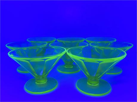 Uranium Glass Parfait Cups Lot 1