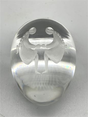 Etched Glass Paperweight