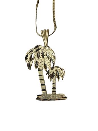 14kt Yellow Gold Palm Tree and Necklace