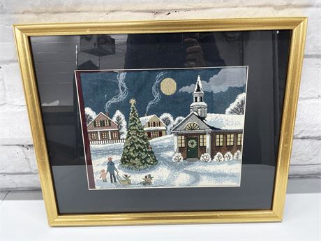 Church and Houses Needlepoint