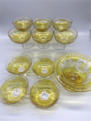 Bohemian Amber Cut Glass