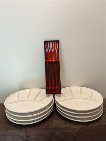 Fondue Plate and Fork Set