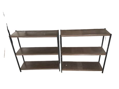 Two (2) Short Metal Shelves