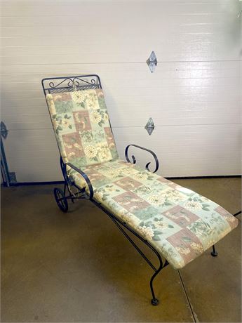 Wrought Iron Rolling Outdoor Chaise Chair