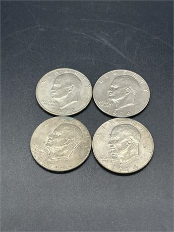 Four (4) 1974 Eisenhower Dollars