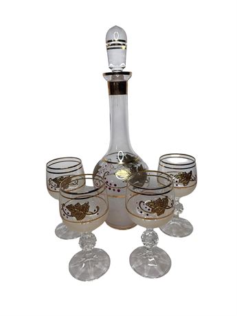 Bohemia Czech Crystal Wine Decanter w/ Glasses