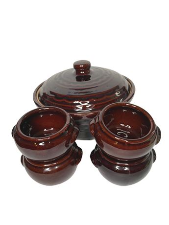 Marcrest Daisy Dot Brown Glazed Stoneware Set