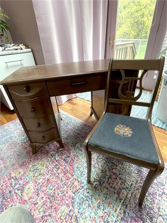 Early 1900s Solid Wood Desk w/ Chair
