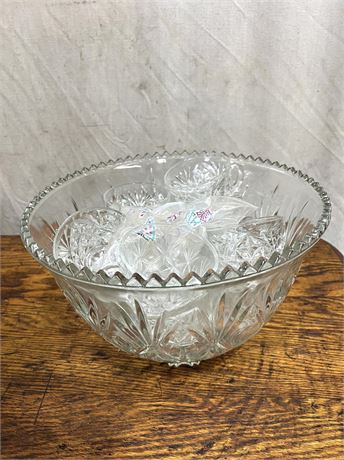 Cut Glass Punch Bowl Set