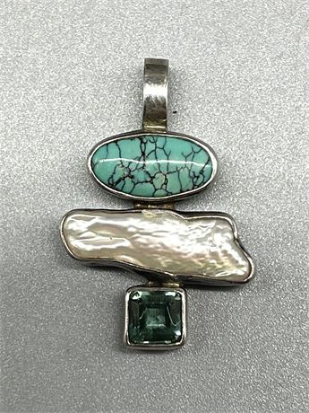 Tourquise, Mother of Pearl and Apatite Pendant