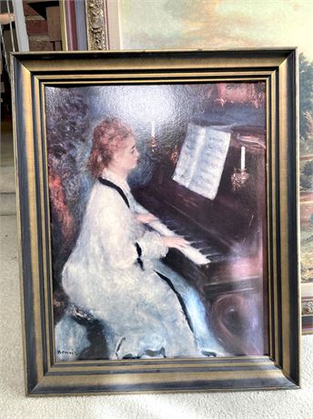 Renoir Woman at the Piano Framed Print on Board