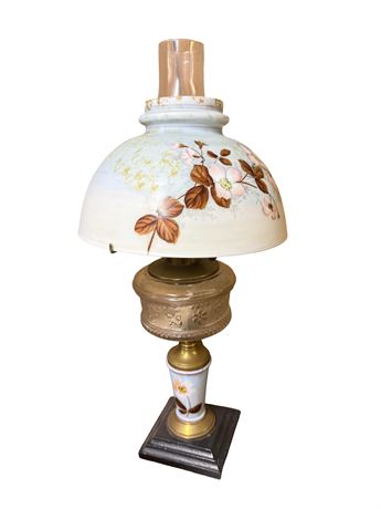 Hand Painted Floral Kerosene Oil Lamp