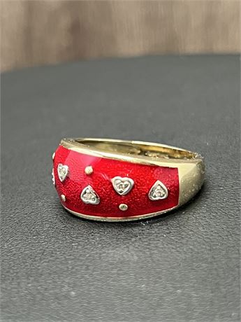 14kt Gold Enamel Heart Ring