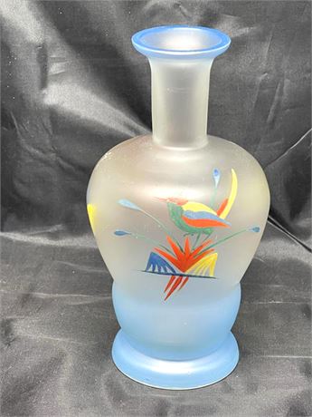 Handpainted Frosted Glass Vase
