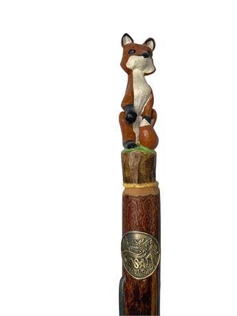 Hand Carved Fox Wooden Walking Stick