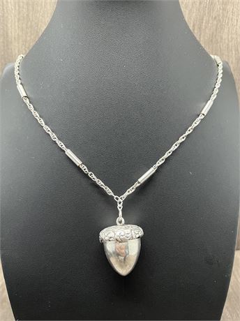 Sterling Silver Acorn Locket w/ 32" Necklace
