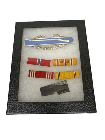 WWII Era US Military Service Ribbons in Display Box