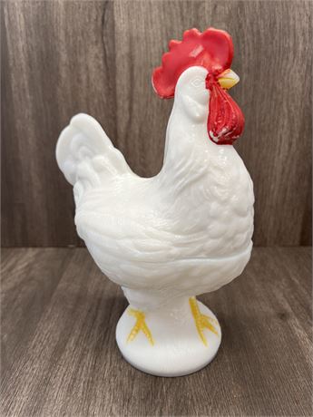 Westmoreland Milk Glass Rooster Candy Dish