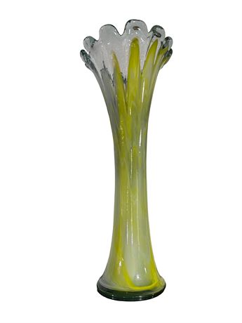 Lime Green Hand Blown Art Glass Vase