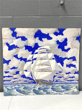 Clipper Ship Painting on Board