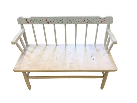 Solid Wood Painted Settee Bench