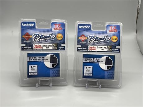 Two (2) Brother P-Touch Clear Tape