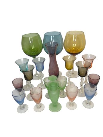 Vintage Multi-Colored Drinking Cocktail Glasses