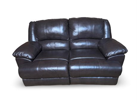 Brown Leather Reclining Sofa