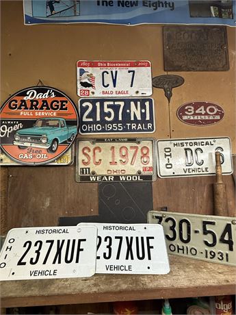 Vintage License Plates and Signage