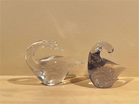 Glass Swan Paperweights