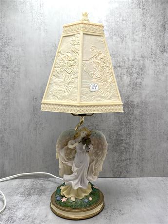 Angel Ivory White Resin Lithopane Table Lamp