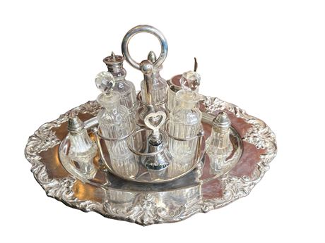 Vintage Silverplate Tray and Accessories