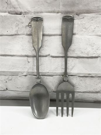 Large Metal Spoon and Fork
