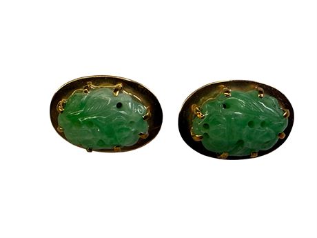 14kt Yellow Gold Jadeite Earrings