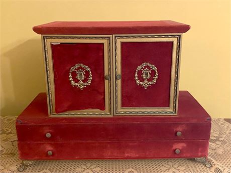 Vintage Red Velvet Jewelry Box