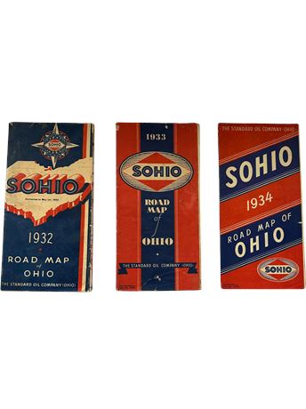 SOHIO Road Map of OHIO 1932 1933 & 1934