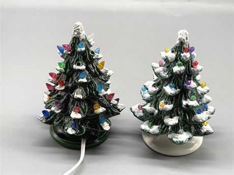 Two Ceramic Christmas Trees
